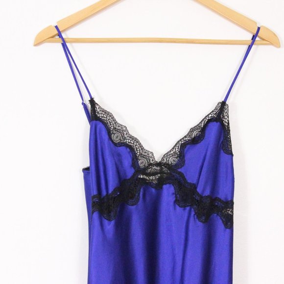 *Vintage Victorias Secret Blue & Black Lace Baby Doll - Picture 2 of 5